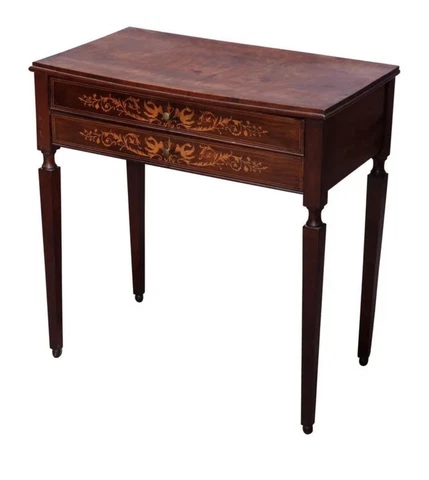 Antique French Walnut  Satinwood Marquetry Inlay Drawer Server Stand Table Cover