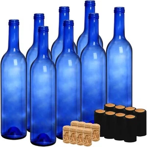 8 Pack 750ml Bordeaux Wine Bottles Glass Clear Bottles With 8 Corks And 8 Pvc Sh - Picture 1 of 9