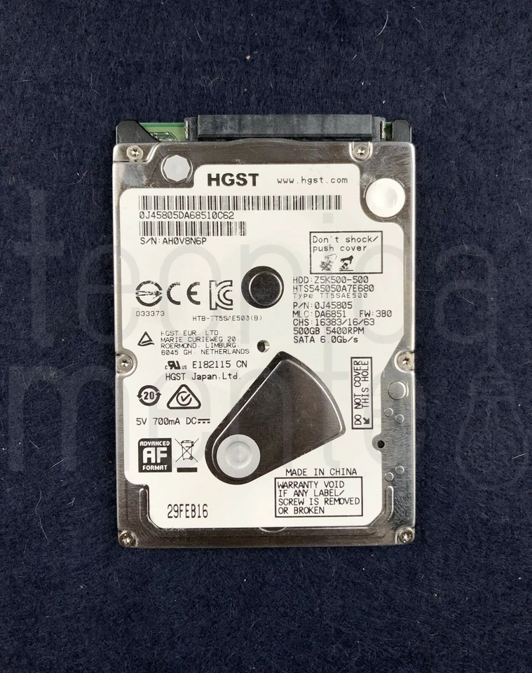 HGST HTS545050A7E680 Z5K500-500 Hard Disk 2,5" 500Gb 5400Rpm SATA-III 8Mb - Immagine 1 di 1