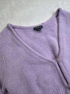 Wild Fable Cropped Strickjacke Damen klein lila gespleißt Langarm Knopfleiste - Bild 1 von 6