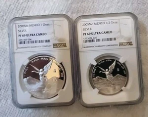 2005 Libertad Proof NGC PF 69 Rare And 2005 1/2 Proof Pcgs Pf 69 Nice - Picture 1 of 3