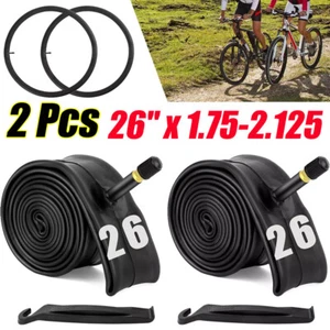 Heavy Duty Bike Tubes 2 PCS 26 x 1.75 - 2.125 Schrader Valve Bicycle Inner Tubes - Picture 1 of 9