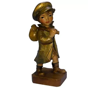 Statuina vintage P. MAEDER LUCERNE legno intagliato piccolo senzatetto ragazzo Hobo Swiz - Foto 1 di 9