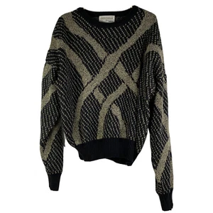 Limited Editions Vintage Pullover Schwarz Grau Herren XL 80er Acryl Geometrisch - Bild 1 von 7