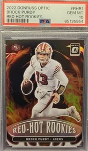 BROCK PURDY ROOKIE PSA 10. DONRUSS RED HOT ROOKIES! A PERFECT 10! RISING INVEST - Picture 1 of 3