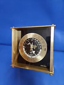 SEIKO QQZ885A 24 HOUR BRASS & GLASS CLOCK GMT ZULU - HIGH QUALITY Japan - Picture 1 of 10