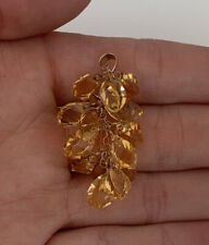 14ct Gold Faceted Citrine Large Heavy Pendant 14k 585