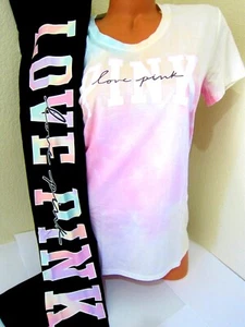 Victoria Secret Pink FREYA TIE DYE RAINBOW TEE SHIRT LEGGING PANT L XL XXL SET - Picture 1 of 7
