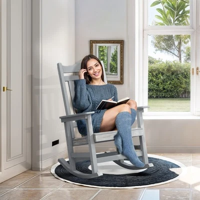 Mecedora de exterior asiento de jardín de polietileno de alta resistencia con reposabrazos y respaldo Foto 1 de 4