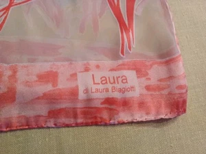 Vintage Laura di Laura Biagiotti Italien durchsichtig rosa Blumen Seidentuch 60"× 14-1/2" - Bild 1 von 7