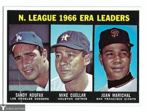 1967 Topps #234 ERA Leaders Sandy Koufax / Mike Cuellar / Juan Marichal Card EX - Picture 1 of 2