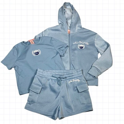 Conjunto de 3 piezas de sudadera azul Lucky You Baby para niñas talla M  Foto 1 de 4