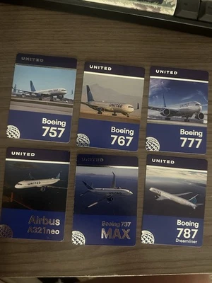 UNITED AIRLINES AIRCRAFT AIRPLANE FLEET TRADING CARDS SET 6 TOTAL IN CASES - Image 1 of 2