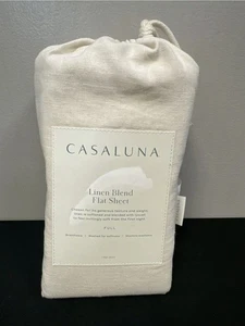 Casaluna Full Size Linen Blend Flat Sheet - Natural ( Snowfall White ) - Picture 1 of 3