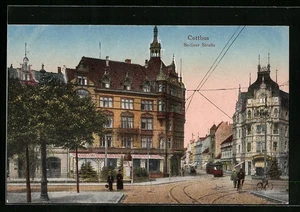 Cottbus, Berliner Straße mit Strassenbahn und Passanten, Ansichtskarte - Picture 1 of 2
