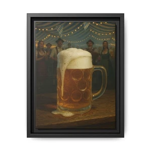 Gerahmtes Bier Leinwandbild, rustikale Bar Deko, Kneipe Wandbild, Oktoberfest Geschenk - Bild 1 von 9