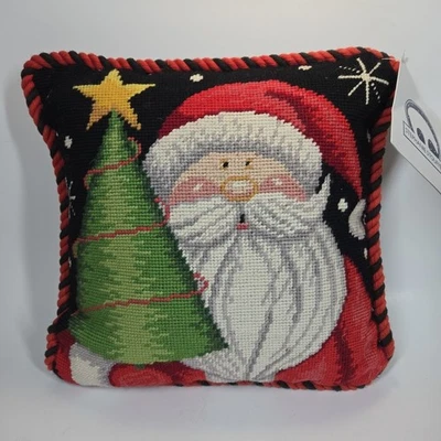 Almohada de Lana Punta de Aguja Regalos de Navidad Papá Noel, Terciopelo Cremallera Trasera Decoración de Fiestas Foto 1 de 4