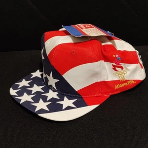NUEVO CON ETIQUETAS De colección Equipo EE. UU. Atlanta 1996 Juegos Olímpicos Hanes Snapback Sombrero Gorra Bandera - Imagen 1 de 8