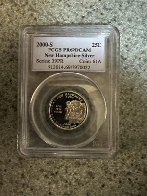 PCGS PR69DCAM 2000-S New Hampshire Silver Quarter - Image 1 of 2