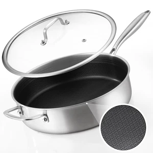 Tri-Ply Stainless Steel 5.5QT Saute Pan With Lid, Nonstick 12.3 Inch Deep Fry... - Picture 1 of 6