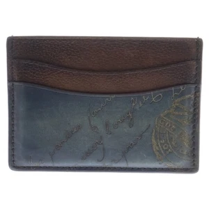 Berluti BAMBOU Bamboo Scrit Leather Card Holder Case Brown Grey Used ba74dbdf351 - Picture 1 of 6