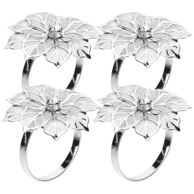 4 Pezzi Tovagliolo Forma Fiore Acciaio Inox Tovagliolo Chiusura - Immagine 1 di 4