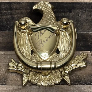 Llamador de puerta American Eagle vintage de latón macizo de 7” grabado “The Brixius” 🇺🇸 - Imagen 1 de 10