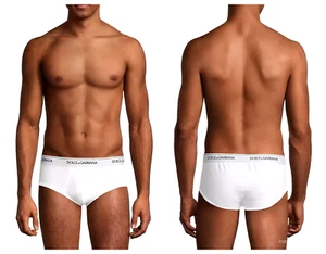 DOLCE & GABBANA 2-Pack Men's Stretch Cotton BRANDO Briefs White IT5/EU L NWT - Picture 1 of 9