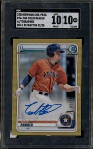 2020 Bowman Chrome Rookie Autograph Gold Colin Barber RC Auto /50 SGC 10