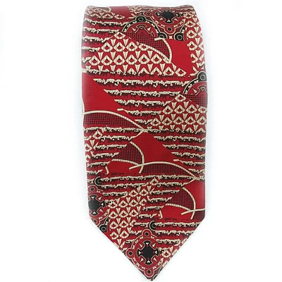 Винтажный Leonardo сплетенный шелковый галстук красный абстрактное искусство носить 4 x 54 - Изображение 1 из 2