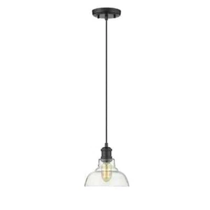 Golden Lighting Carver 1-Light Black Pendant with Clear Glass Shade - Picture 1 of 4