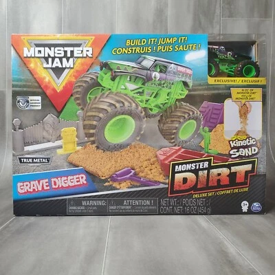 Monster Jam Monster Dirt Deluxe Set Playset Grave Digger New Sealed Kinetic  - Image 1 of 4