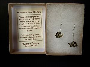 Handmade Washi Jewlery Turtle Earrings - Sterling Silver Hooks & Lacquer Finish
