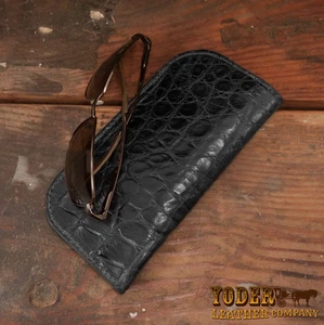 Black Genuine Alligator Soft Eye Glasses / Sunglasses Case Made With Real Gator - Picture 1 of 2