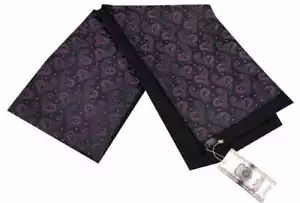 New Men's Double Side Scarf Silk Wool Blend Black with Purple Paisley Design - Picture 1 of 1