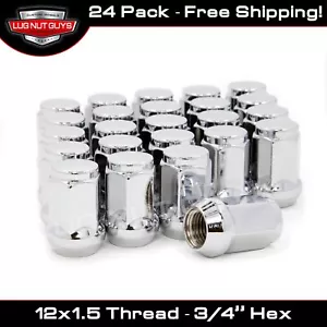 24 Lug Nuts Bulge Acorn 12x1.5 Chrome 3/4" Hex - Picture 1 of 4