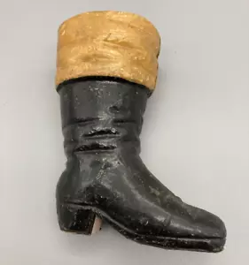 Antik Vintage Papier Maiche Bonboniere schwarz Reitstiefel Weihnachten ? - Bild 1 von 10