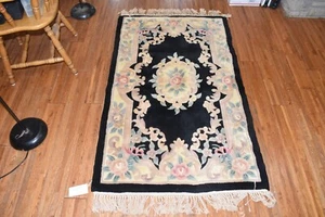 Vintage Wool Floral Rug Farmhouse Handmade Oriental Rug Hand Woven 3X5' - Picture 1 of 14