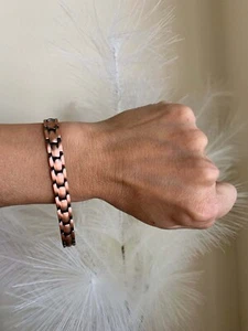 Slim Solid Pure Copper Magnetic Bracelet women men Arthritis Pain Relief Energy - Picture 1 of 12