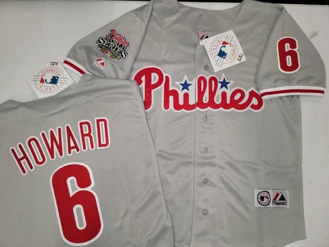 20504 Phillies RYAN HOWARD 2008 World Series CHAMPIONS Baseball JERSEY GRAY NWT Cover
