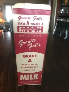 Vintage Granite Falls Co-Op Waxed Milk Carton Half Gallon Minnesota - Picture 1 of 3
