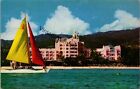 Riding Cartmaran Off Shore Of Waikki Beach Royal Hawaiian Hotel Postcard Pc244