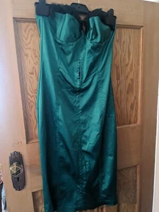 Kookai green dress corset style black lace bodycon,size 12 slinky, sexy, festive - Picture 1 of 8