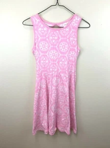 Justice Girls 16 Pink White Floral Knit Swing Dress Tie Backs Keyhole Back - Picture 1 of 3