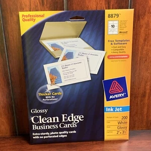 Avery Clean Edge Printable Business Cards 2" x 3-1/2", White, 200 Cards (8879) - Picture 1 of 3
