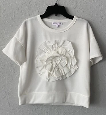 HONEY & SPARKLE GIRLS WHITE FLOWER TOP SIZE LARGE NWT - Image 1 of 4