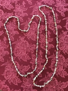 Vintage Bead Necklaces Two-For-One Handmade 21" Drop Glass Stone Metal Unique - Picture 1 of 6