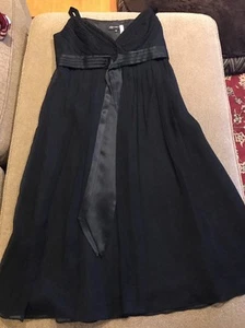 Women's Jones New York 100% Silk Trim Black Cocktail Dress Size 8 (CT) - Picture 1 of 6
