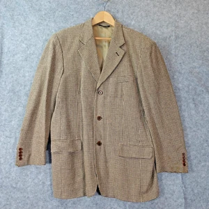 Vintage Camel Tweed Sport Coat Mens 42R Medium Houndstooth Wool Silk ITALY GAP - Picture 1 of 16