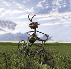 Garden Bicycle Ant Rider Figurine Patio Décor - Picture 1 of 8